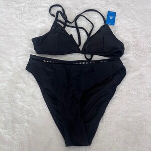 Cupshe Black Ladder Cutout High Waisted Bikini Set CAA12C5B104AA Size S NEW